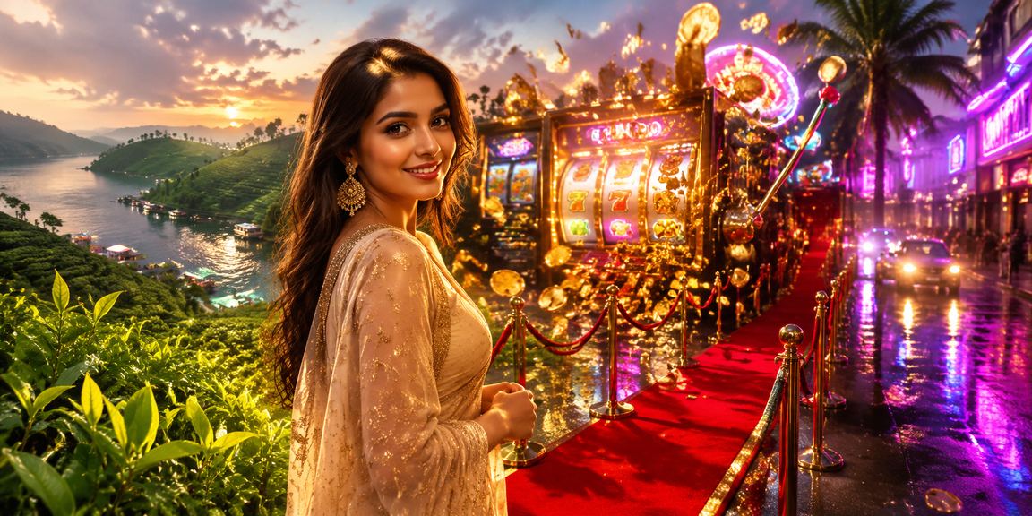 রাঙামাটির চা বাগানের পটভূমিতে মোবাইলে স্লট গেম খেলার দৃশ্য